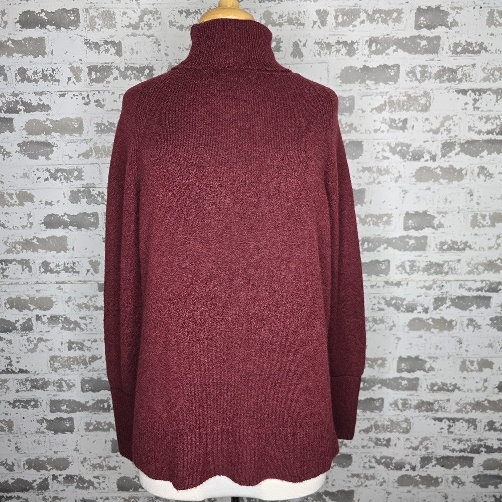 J Crew Sweater Womens Small Maroon Turtleneck Side Slits‎ Supersoft Alpaca Yarn - Picture 2 of 15